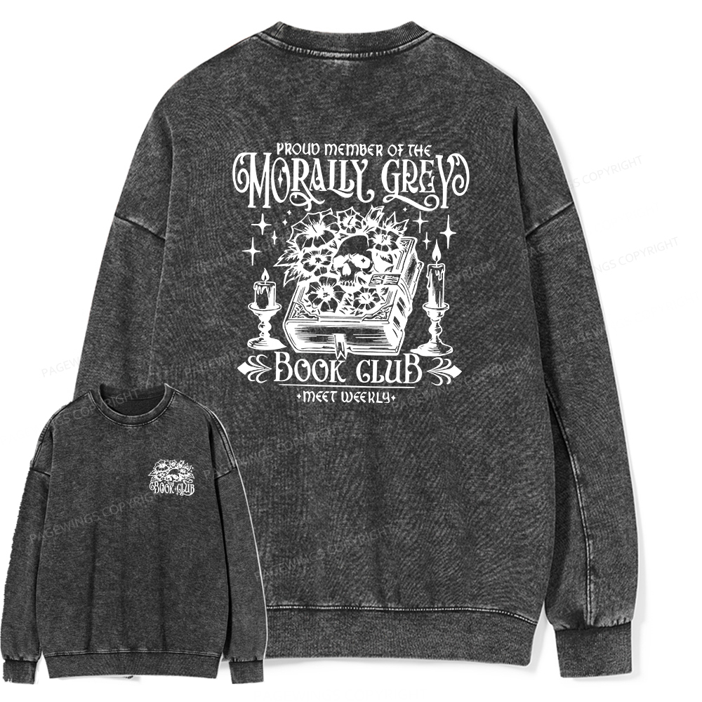 Pagewings Morally Grey Book Club Unisex Washed Sweatshirt