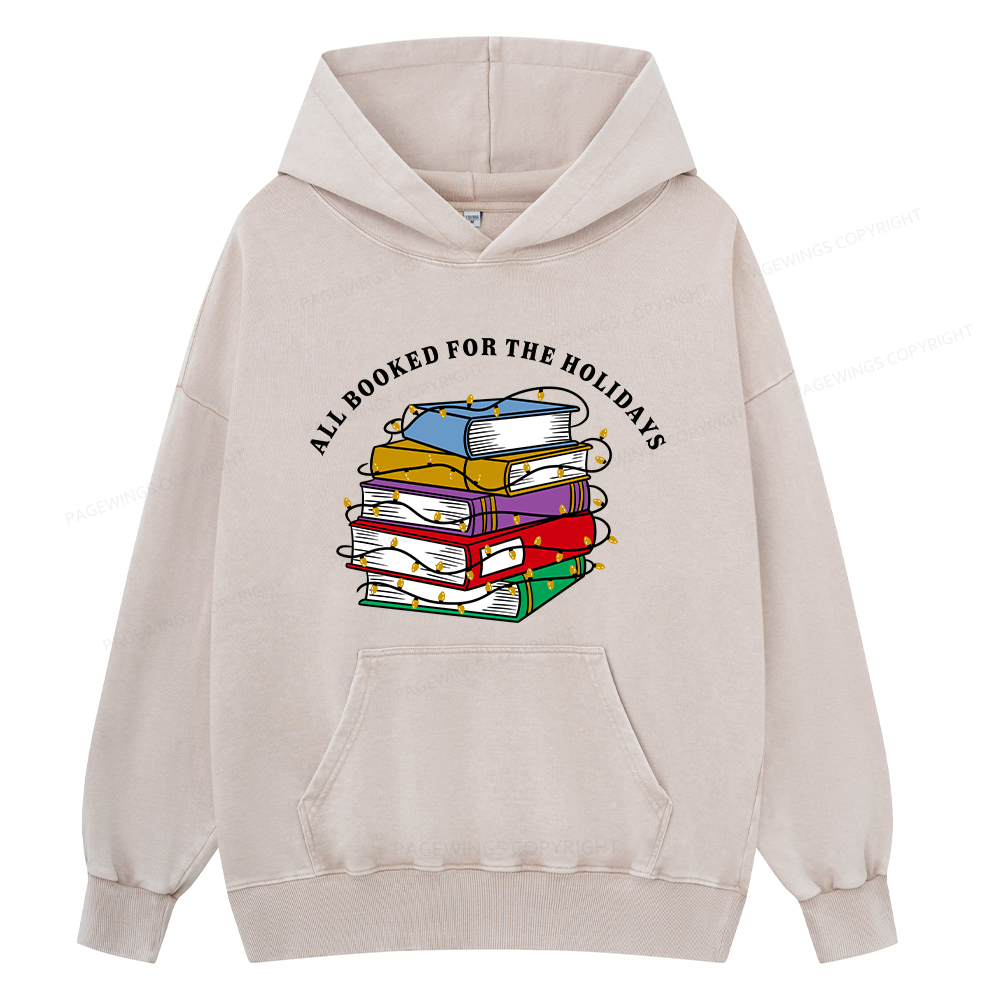 Pagewings Christmas All Booked For the Holidays Unisex Washed Hoodie