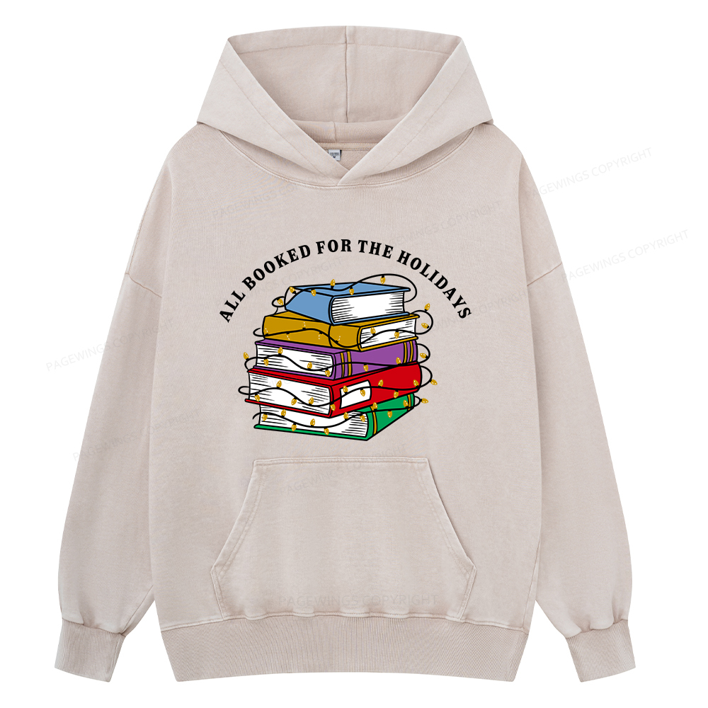 Pagewings Christmas All Booked For the Holidays Unisex Washed Hoodie