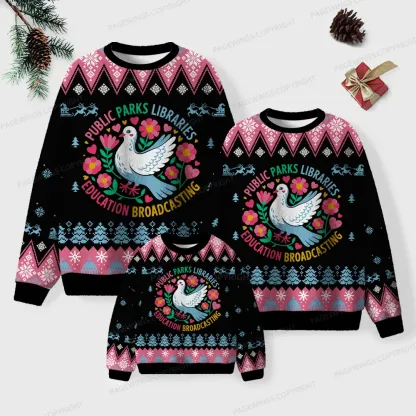 Pagewings Public Parks Libraries Education Broadcasting Unisex Ugly Knit Sweatshirt