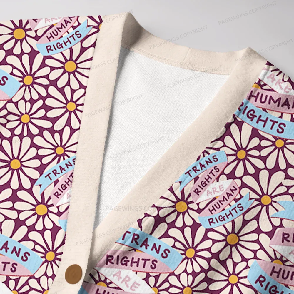 Pagewings Trans Rights Are Human Rights Unisex Ugly Cardigan Sweaters