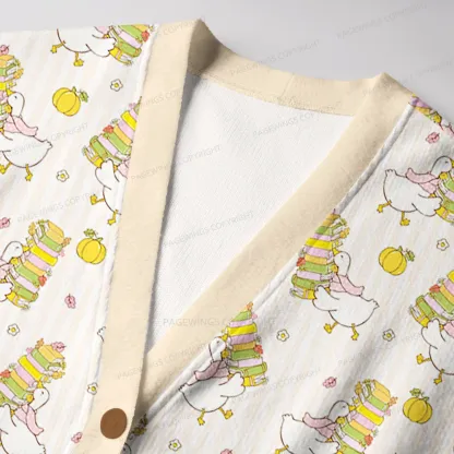Pagewings Silly Goose Reading Club Unisex Ugly Cardigan Sweaters