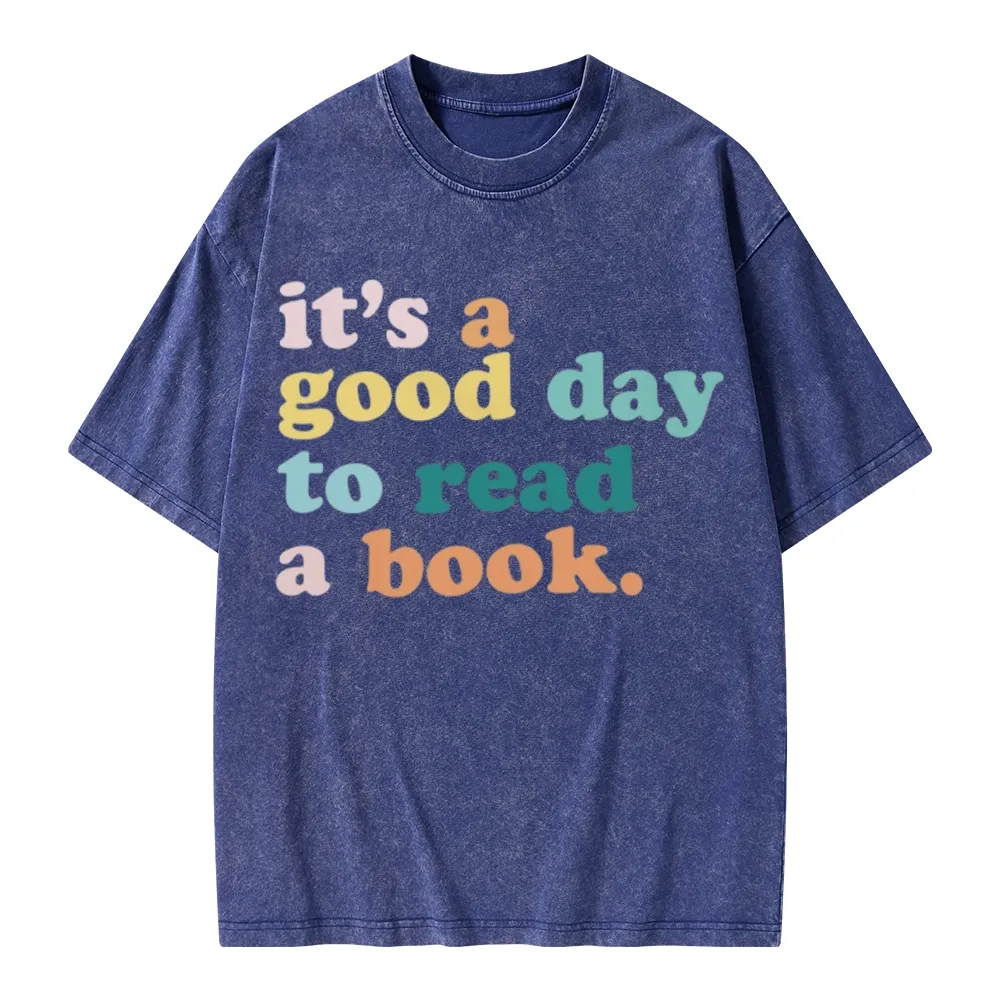 Pagewings It’s a Good Day to Read a Book Unisex Washed T-shirt