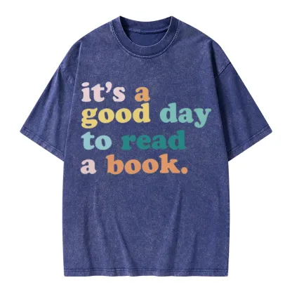Pagewings It’s a Good Day to Read a Book Unisex Washed T-shirt