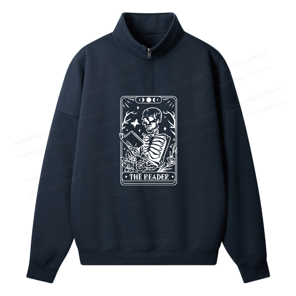 Pagewings Halloween The Reader Tarot Card Unisex Half Zip Fleece Sweatshirt 