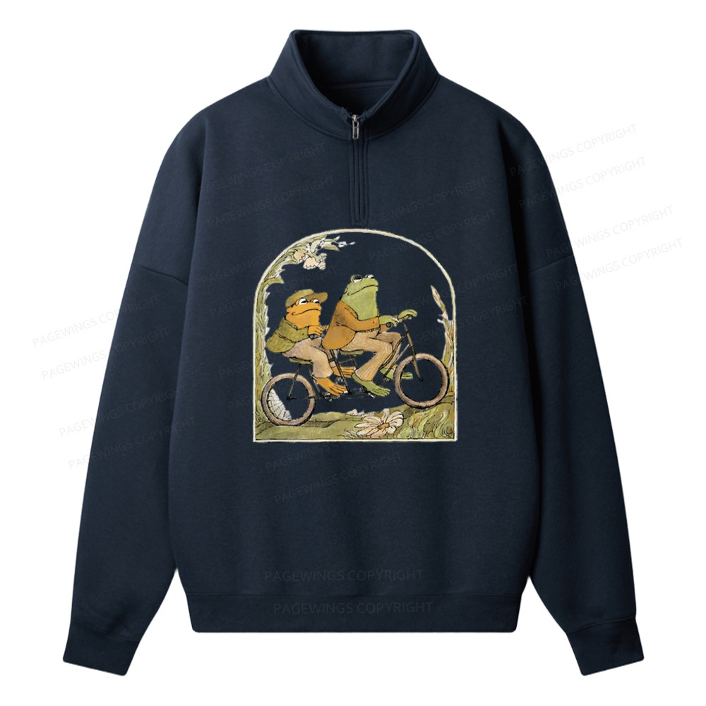 Pagewings Frog And Toad Book Vintage Unisex Half Zip Fleece Sweatshirt 