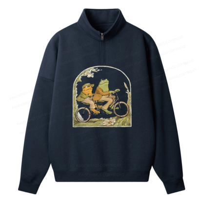 Pagewings Frog And Toad Book Vintage Unisex Half Zip Fleece Sweatshirt 