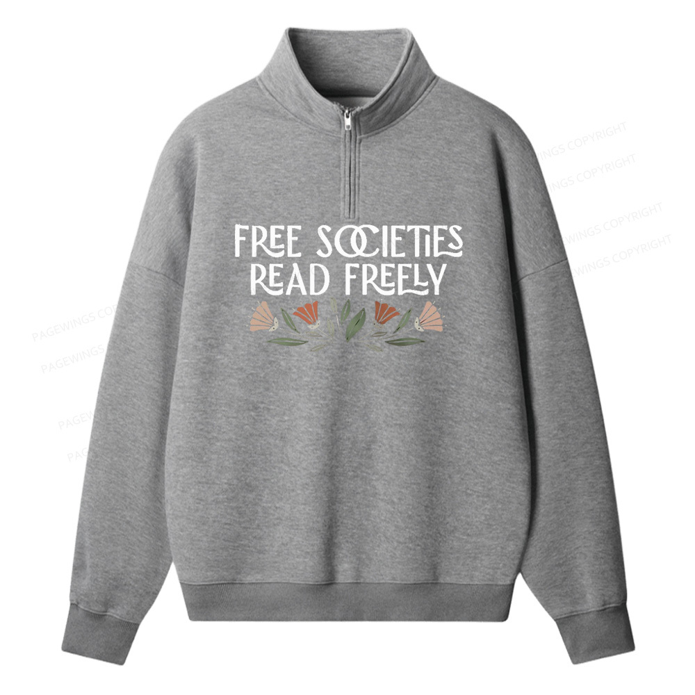 Pagewings Read Freely Unisex Half Zip Fleece Sweatshirt 