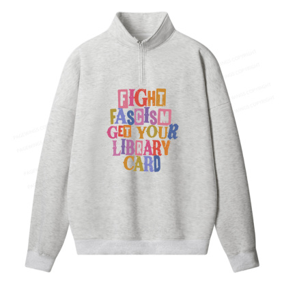 Pagewings Get Your Library Card Unisex Half Zip Fleece Sweatshirt 