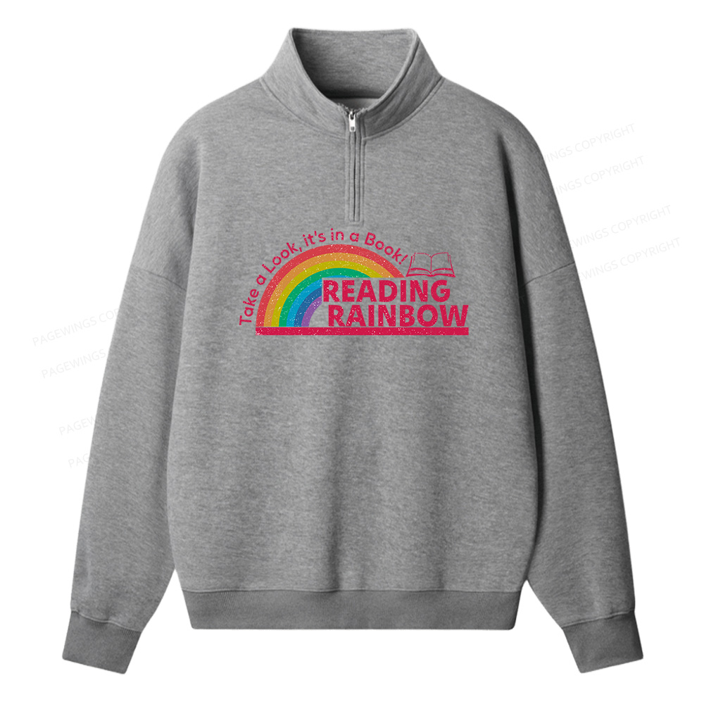 Pagewings Reading Rainbow Unisex Half Zip Fleece Sweatshirt 