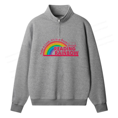 Pagewings Reading Rainbow Unisex Half Zip Fleece Sweatshirt 