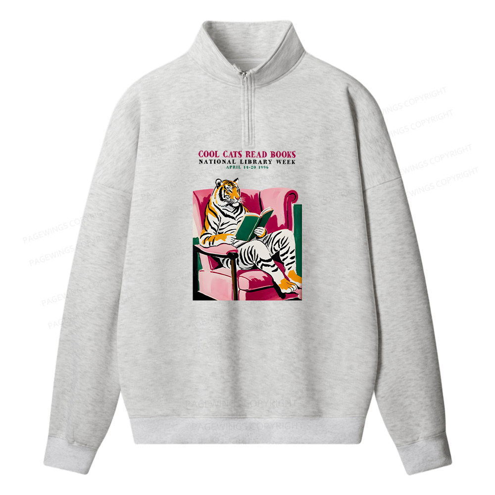Pagewings Library Week Poster 1996 Unisex Half Zip Fleece Sweatshirt 