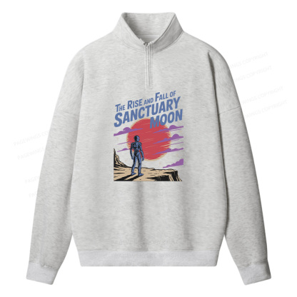 Pagewings The Rise And Fall Of Sanctuary Moon Unisex Half Zip Fleece Sweatshirt 