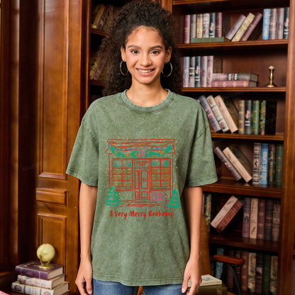 Pagewings Very Merry Bookmas Unisex Washed T-shirt