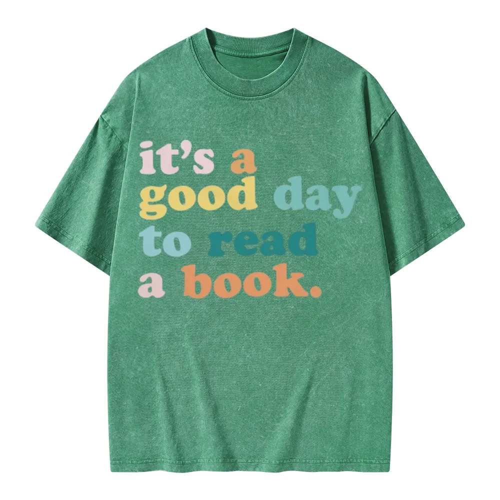 Pagewings It’s a Good Day to Read a Book Unisex Washed T-shirt