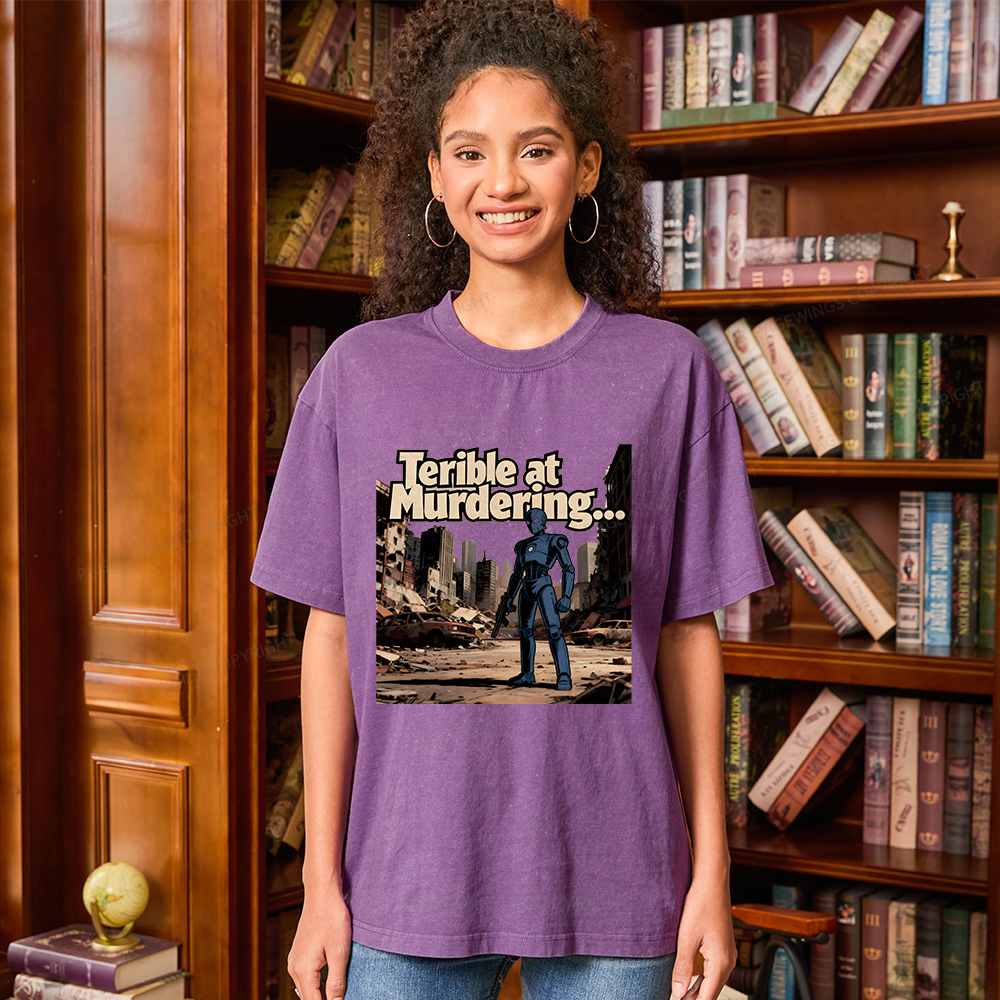 Pagewings Terible At Murdering... Great At Binging Unisex Washed T-shirt