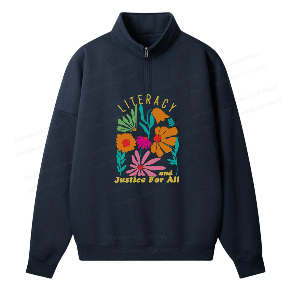 Pagewings Literacy And Justice Unisex Half Zip Fleece Sweatshirt 