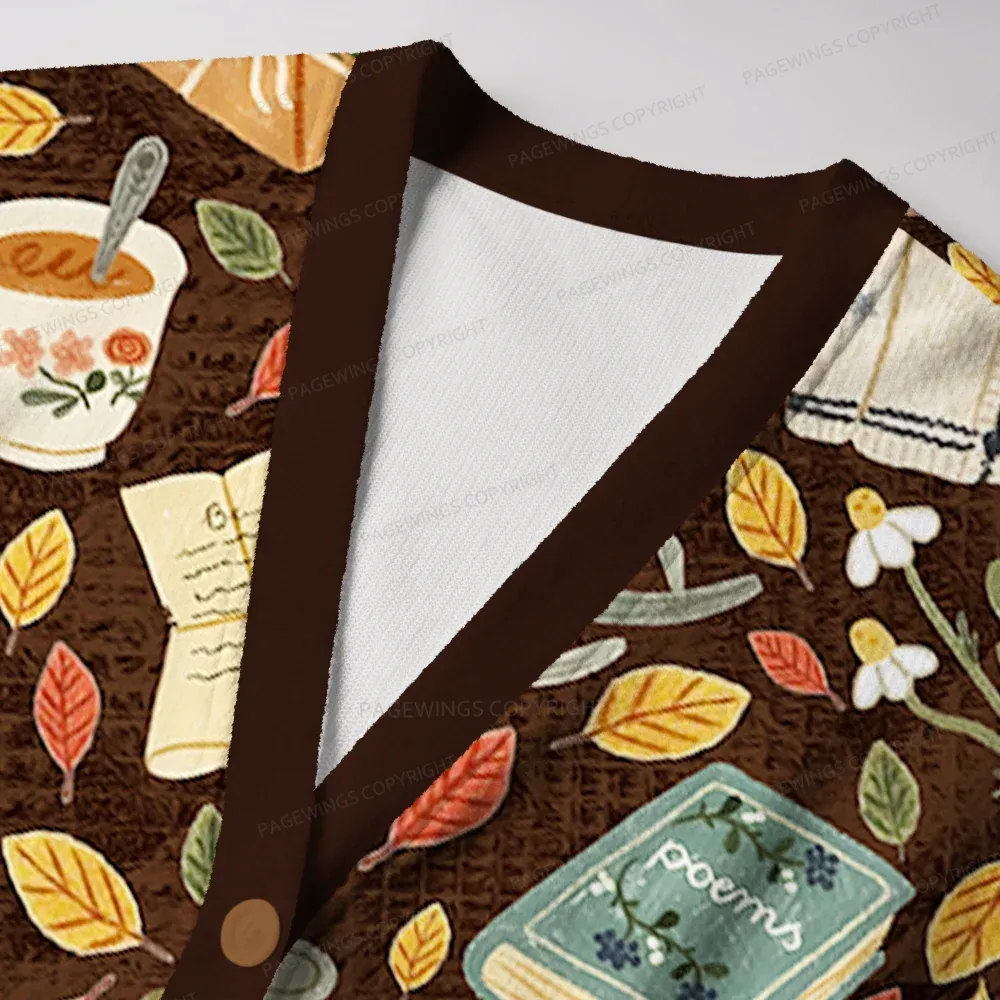 Pagewings Pumpkin Reading Season Unisex Ugly Cardigan Sweaters