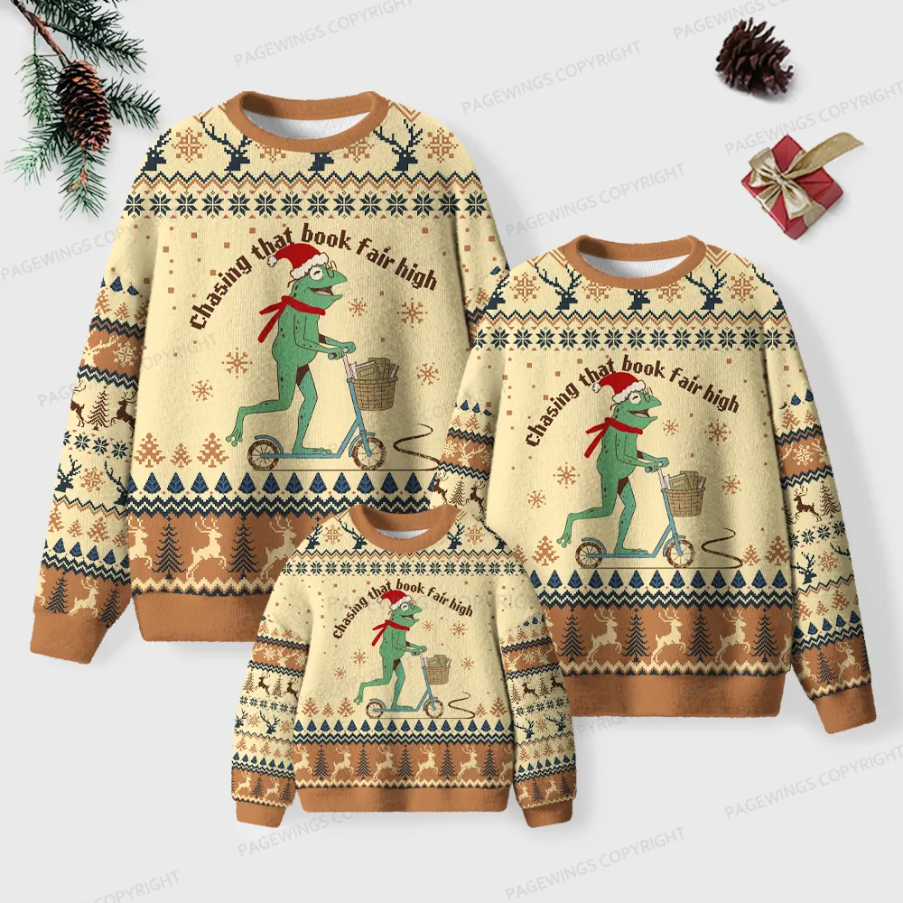 Pagewings Chasing That Book Fair High Unisex Ugly Knit Sweatshirt