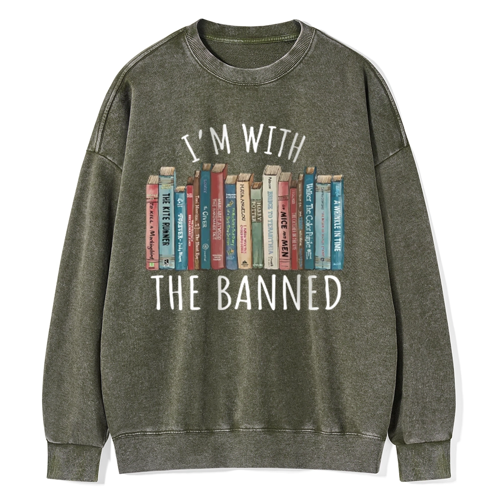 Pagewings I'm With The Banned Unisex Washed Sweatshirt