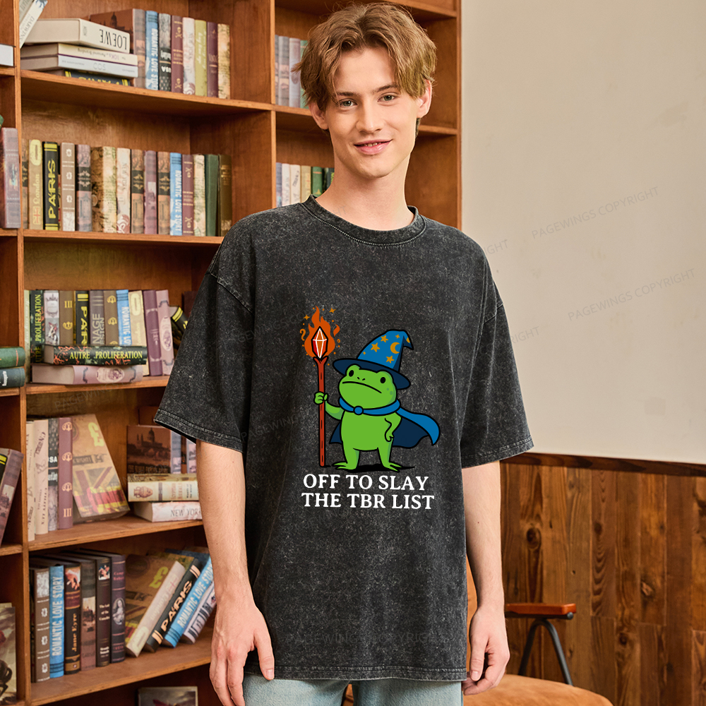 Pagewings Off to Slay The TBR List Unisex Washed T-shirt
