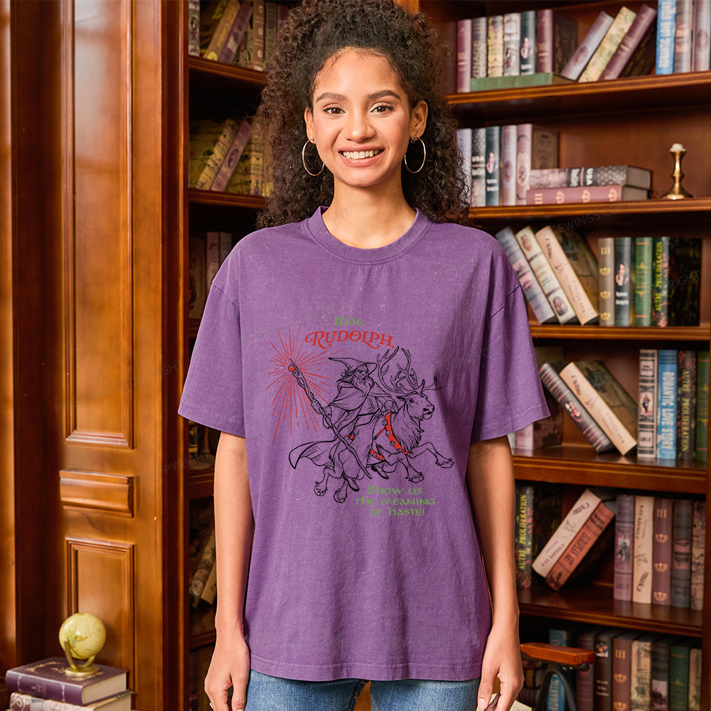 Pagewings Funny Christmas Show Us The Meaning Of Haste Unisex Washed T-shirt