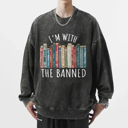 Pagewings I'm With The Banned Unisex Washed Sweatshirt