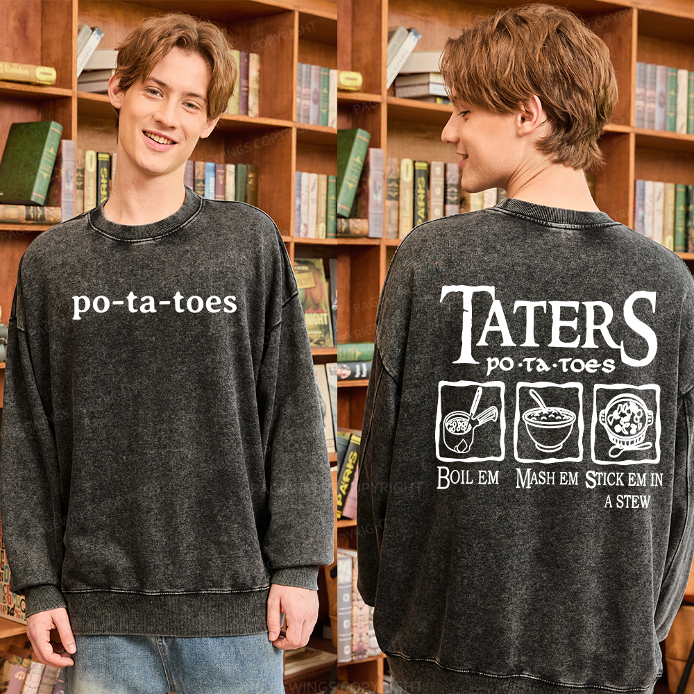 Pagewings Middle Earth Potato Unisex Washed Sweatshirt