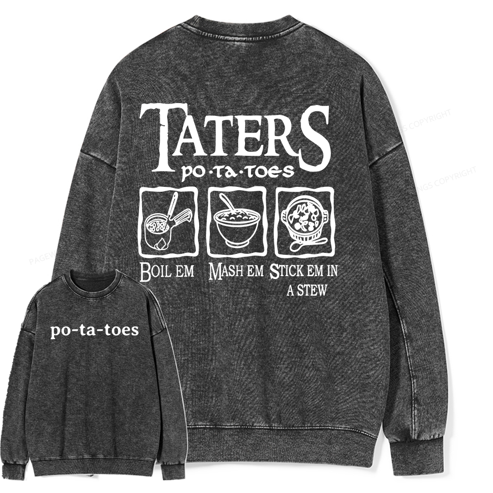Pagewings Middle Earth Potato Unisex Washed Sweatshirt