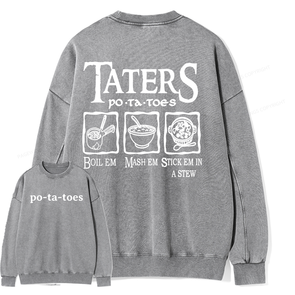 Pagewings Middle Earth Potato Unisex Washed Sweatshirt