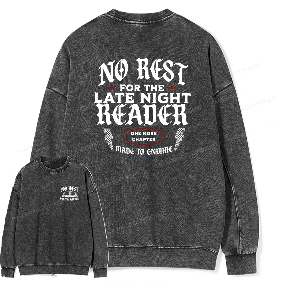 Pagewings No Rest For The Late Night Reader Unisex Washed Sweatshirt