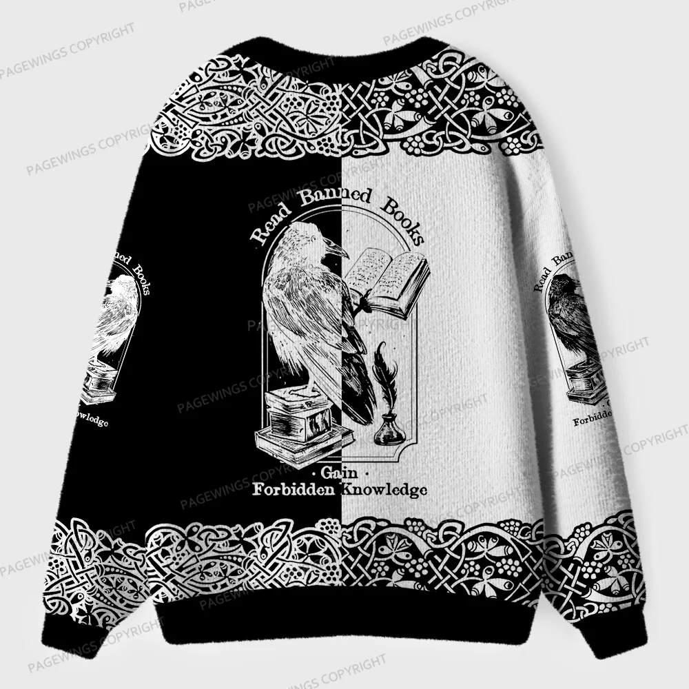 Pagewings Read Banned Books Unisex Ugly Cardigan Sweaters