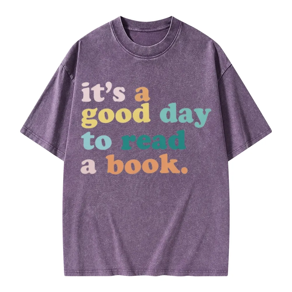 Pagewings It’s a Good Day to Read a Book Unisex Washed T-shirt
