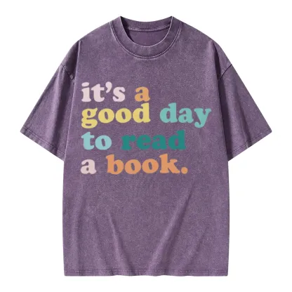 Pagewings It’s a Good Day to Read a Book Unisex Washed T-shirt