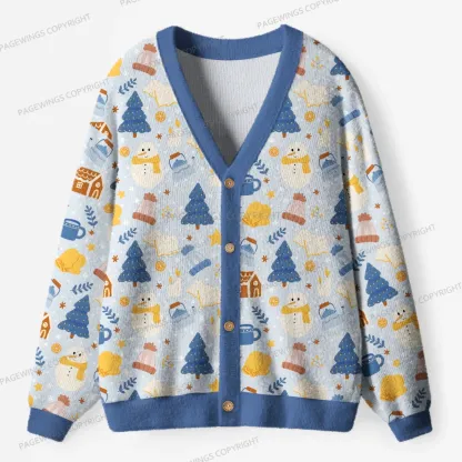 Pagewings Winter Reading Vibes Unisex Ugly Cardigan Sweaters