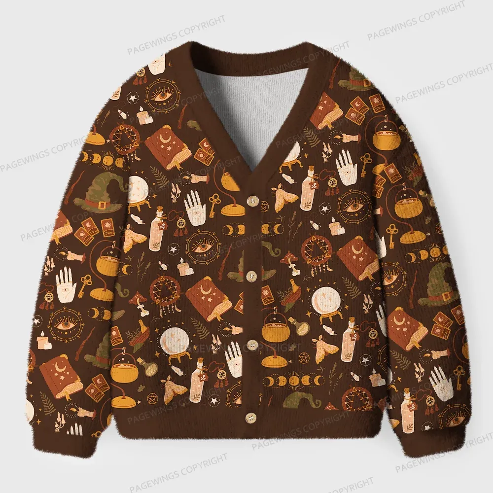 Pagewings Cozy Books And Tea Unisex Ugly Cardigan Sweaters