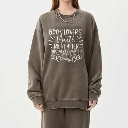 Pagewings Book Lovers Unite Unisex Washed Sweatshirt