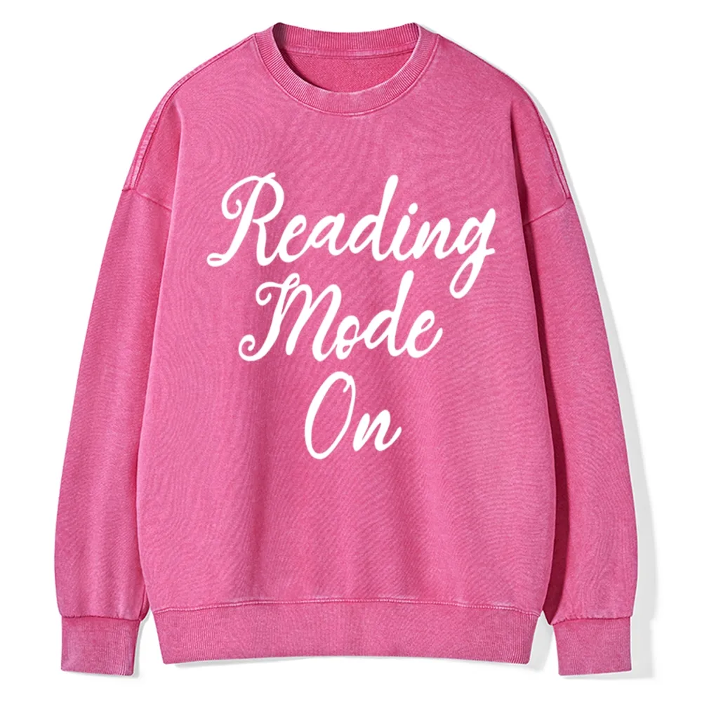 Pagewings Book Reading Mode On Unisex Washed Sweatshirt