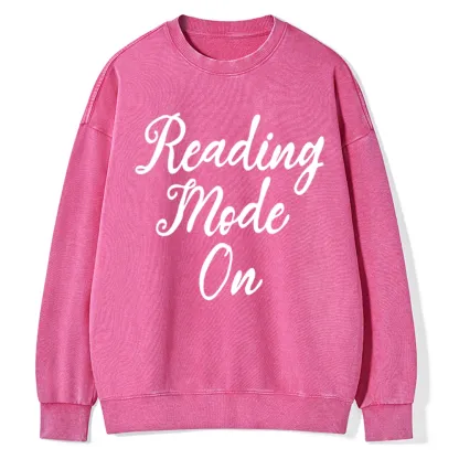 Pagewings Book Reading Mode On Unisex Washed Sweatshirt