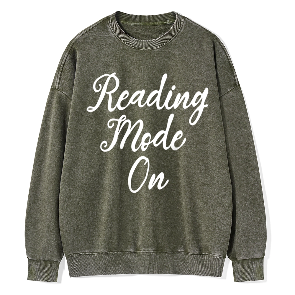 Pagewings Book Reading Mode On Unisex Washed Sweatshirt