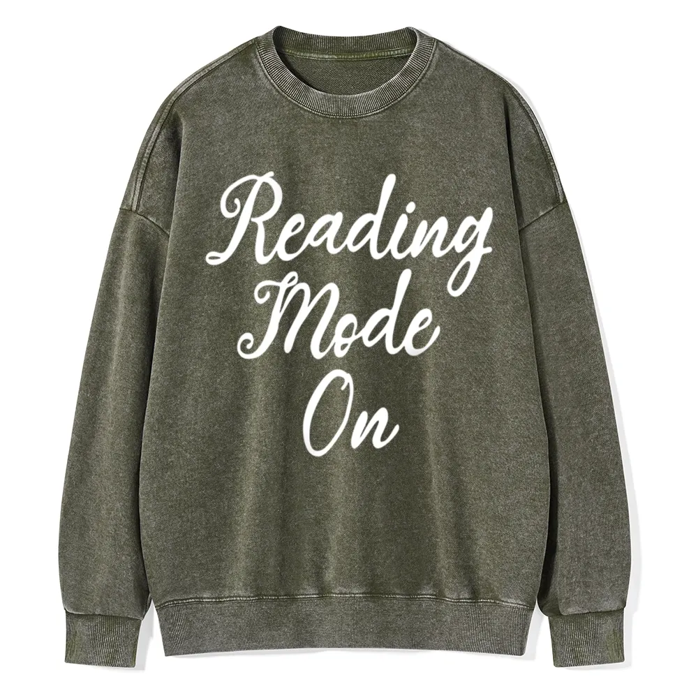 Pagewings Book Reading Mode On Unisex Washed Sweatshirt