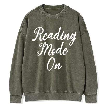 Pagewings Book Reading Mode On Unisex Washed Sweatshirt