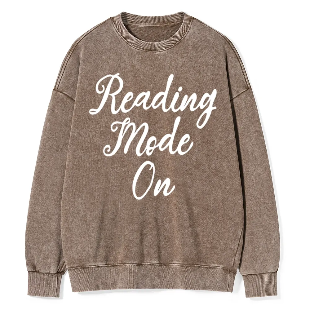 Pagewings Book Reading Mode On Unisex Washed Sweatshirt
