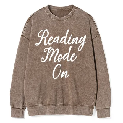 Pagewings Book Reading Mode On Unisex Washed Sweatshirt