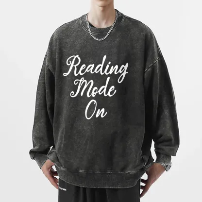Pagewings Book Reading Mode On Unisex Washed Sweatshirt