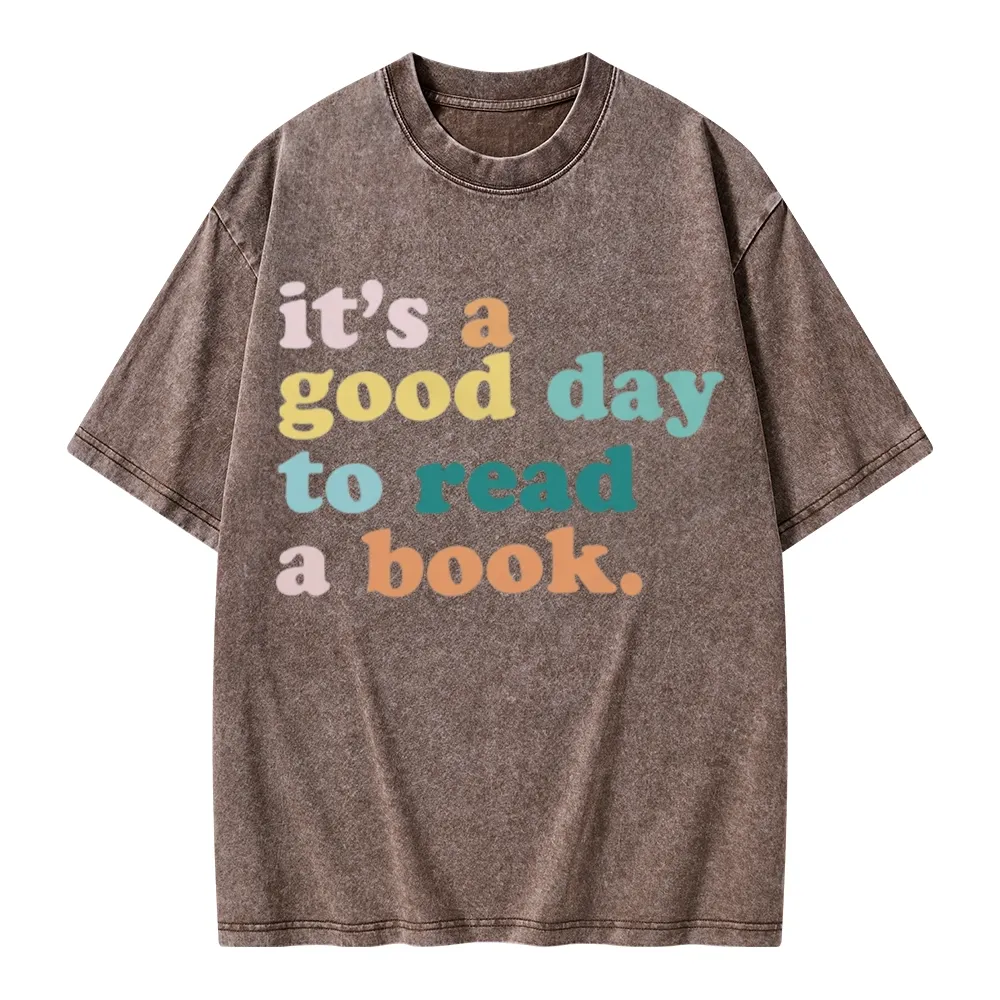 Pagewings It’s a Good Day to Read a Book Unisex Washed T-shirt