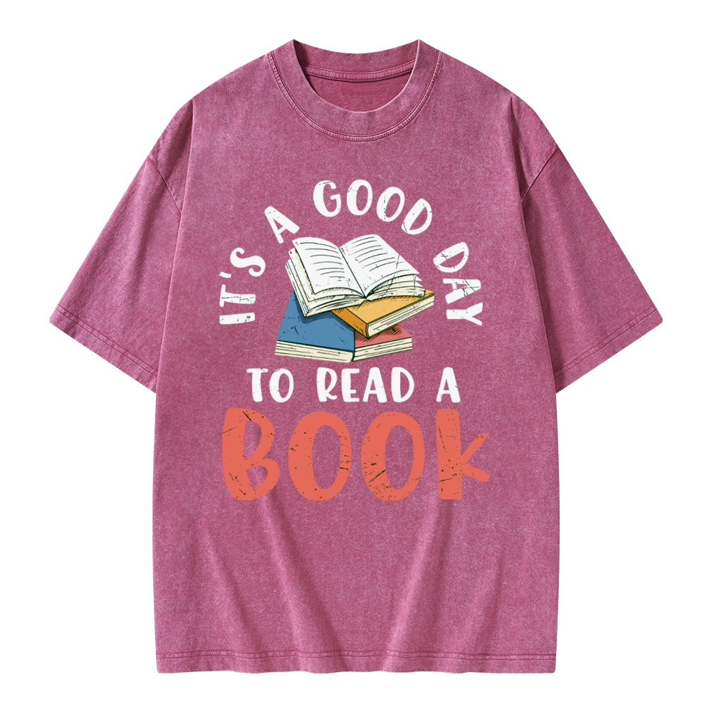 Pagewings It’s a Good Day to Read a Book Unisex Washed T-shirt