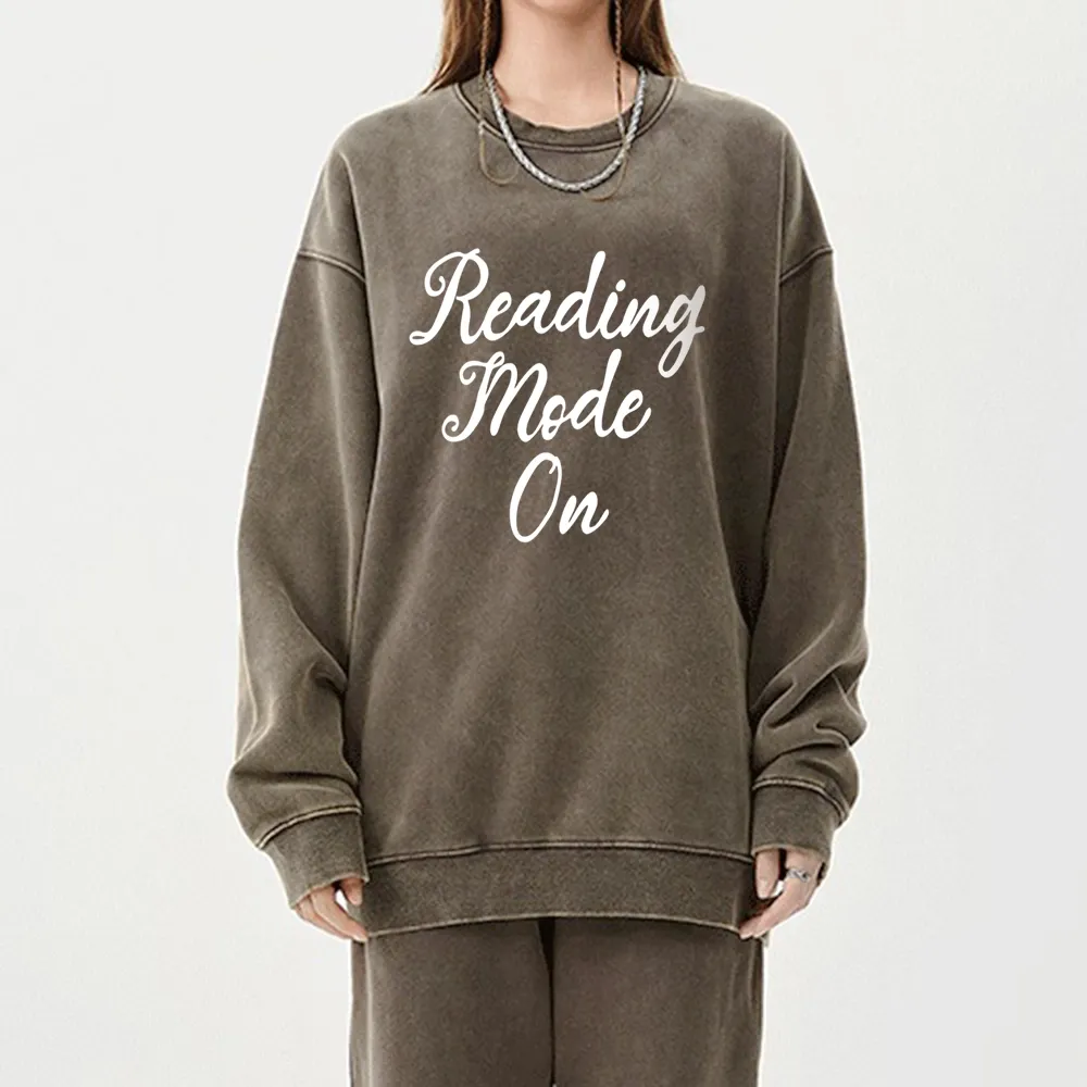 Pagewings Book Reading Mode On Unisex Washed Sweatshirt