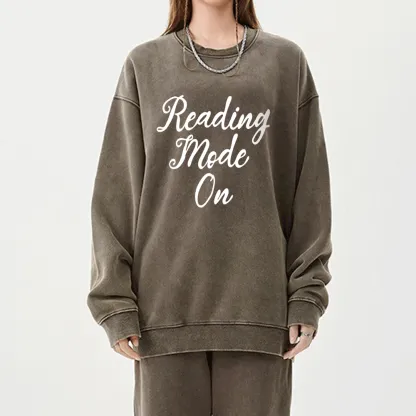 Pagewings Book Reading Mode On Unisex Washed Sweatshirt