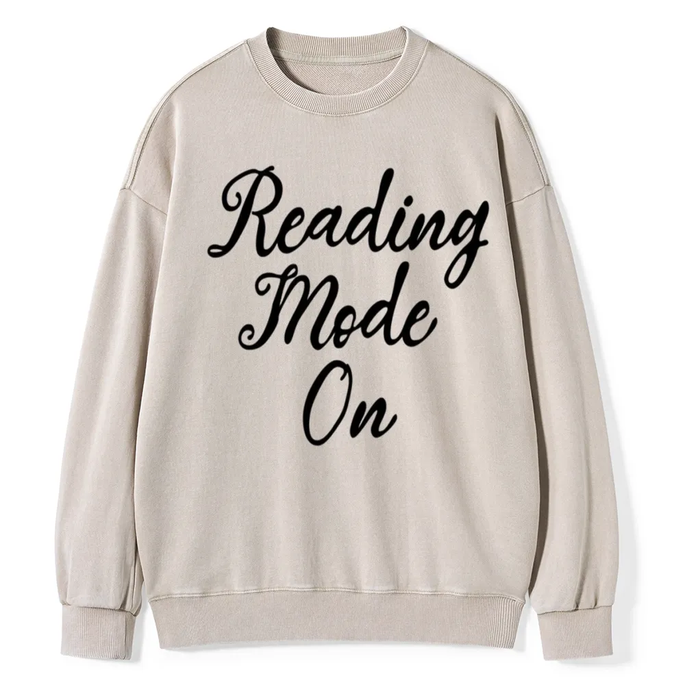 Pagewings Book Reading Mode On Unisex Washed Sweatshirt